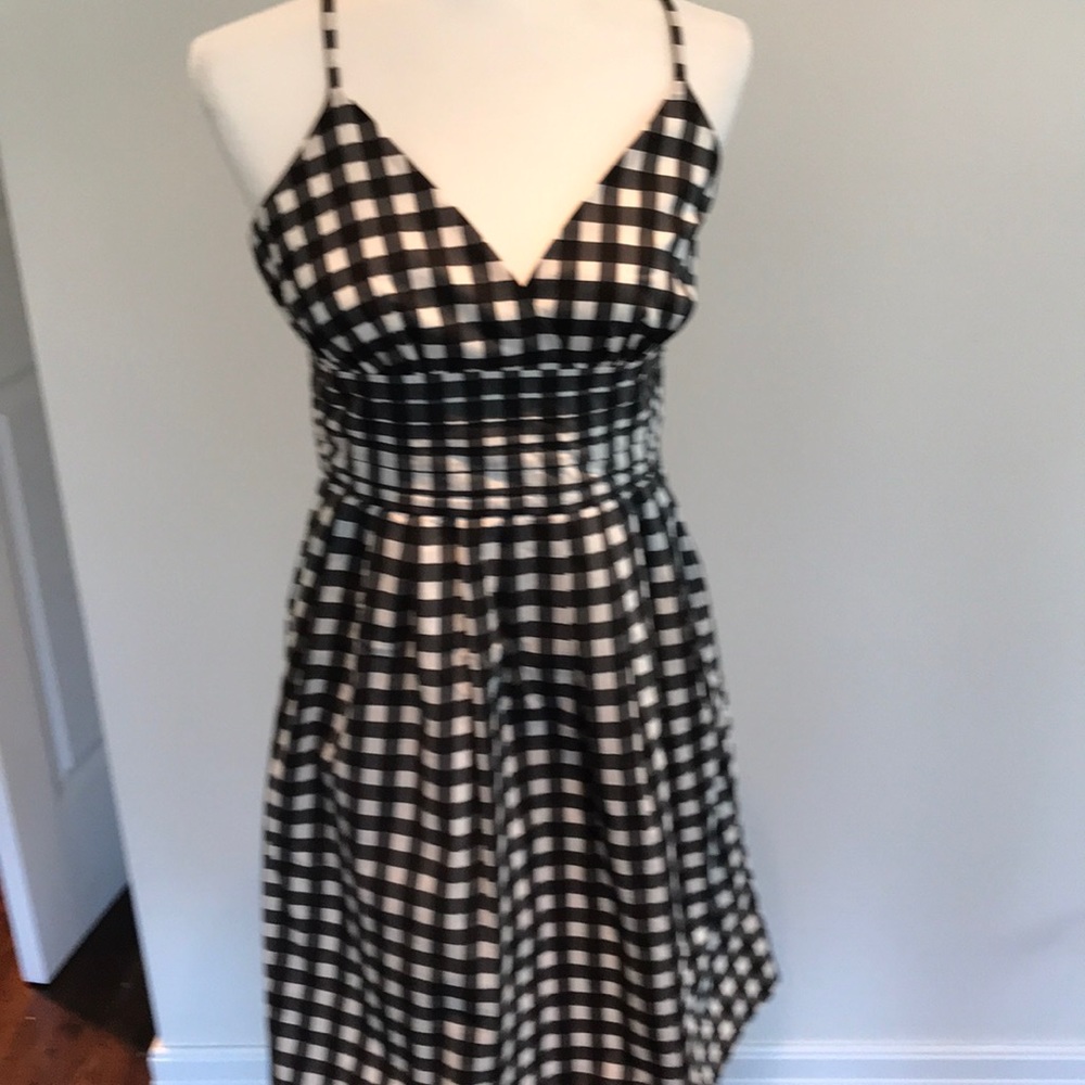 Black and White Gingham Spaghetti Strap Dress
